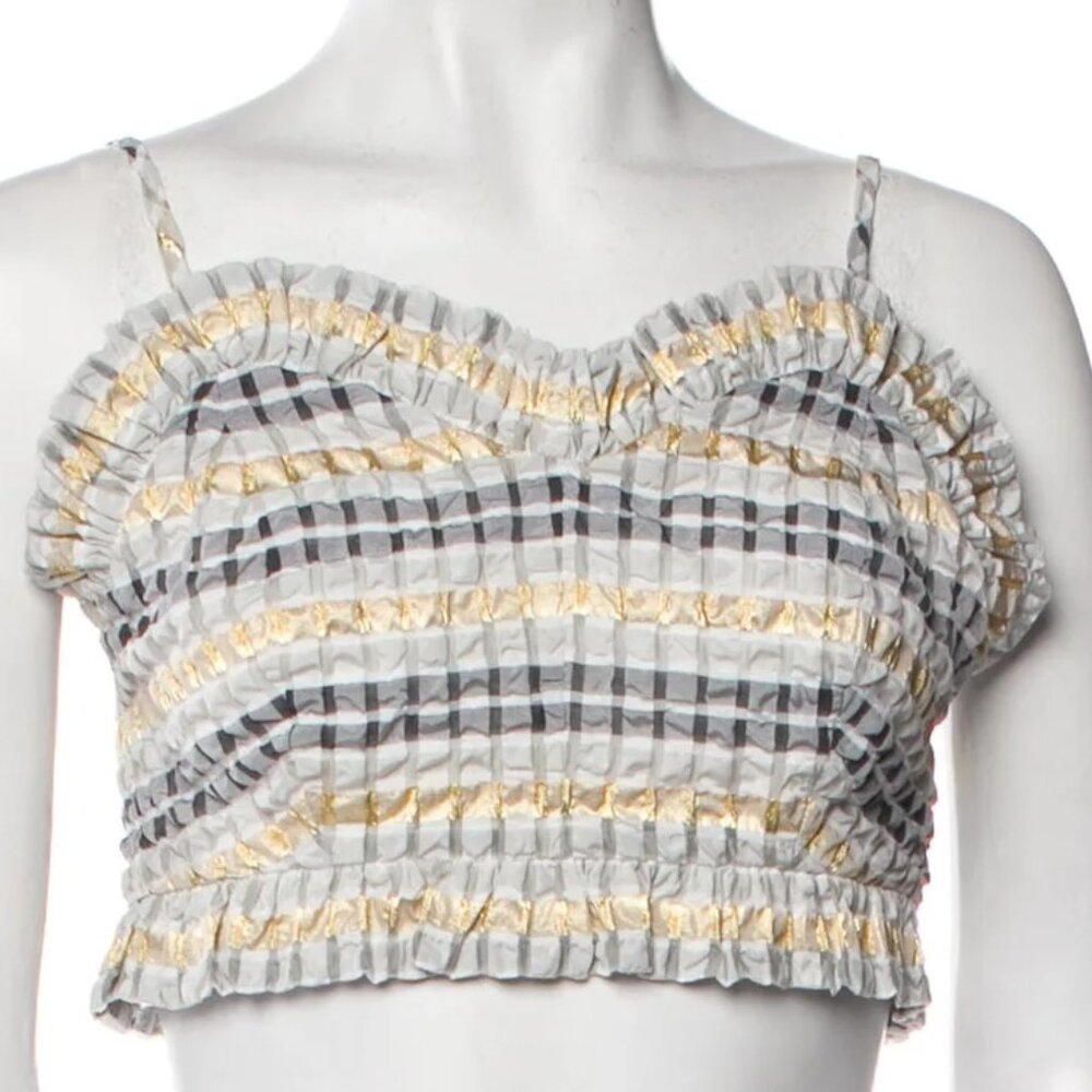 Autumn Adeigbo Smocked Gingham Crop Top View 2
